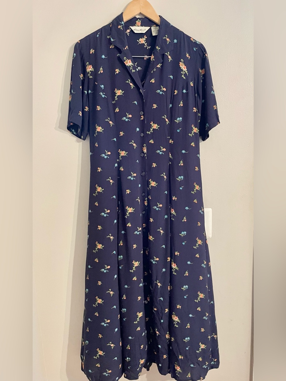 Vintage Eddie Bauer 80s 90s Floral Prairie Dress Multicolor Tie Back Size M- EUC